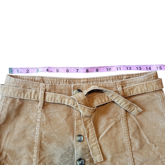 American Eagle Camel Tan Corduroy Button Front Mini Skirt - Picture 2 of 8